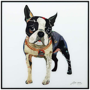 Boston Terrier 2 24" Square Reverse Printed Glass Wall Art