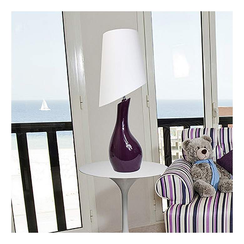 Fulford Curved Purple Ceramic Table Lamp