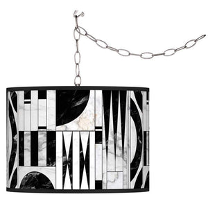 Swag Style Giclee Shade Plug-In Chandelier