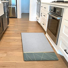 Fafish 2 PCS Kitchen Mats Set Cushioned Anti-Fatigue Kitchen Rugs Waterproof Non-Slip PVC Ergonomic Comfort Foam Floor Rug and Mat for Home, Office, Sink, Laundry,59"x17.7"+30"x17.7"（GreyGreen）
