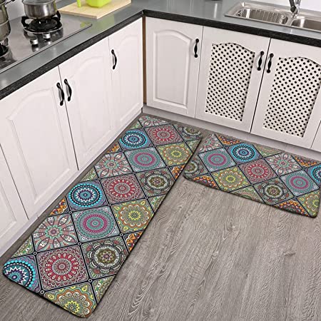 Cooking Time Non-Slip 19 in. x 39 in. - 18 in. x 30 in. 2-Piece Kitchen Mat  Rug Set