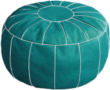 Handmade Moroccan Round Pouf Foot Stool Ottoman Seat Faux Leather Large Storage Bean Bag Floor Chair Foot Rest