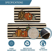 Atoid Mode Watercolor Stripes Pumpkin Decorative Kitchen Mats Set of 2, Home Seasonal Fall Holiday Party Autumn Harvest Thanksgiving Vintage Low-Profile Floor Mat - 17x29 and 17x47 Inch