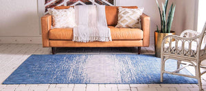 Outdoor Modern Collection Distressed Gradient Transitional Blue Area Rug