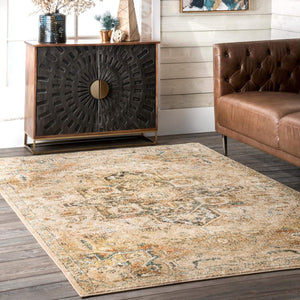 Tabetha Tribal Medallion Area Rug, Tan