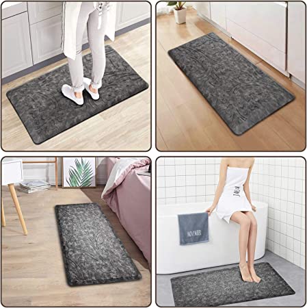 Generic KMAT Kitchen Mat [2 PCS] Cushion Anti Fatigue Comfort Mat, Non Slip  Memory Foam Kitchen Mats for Floor,Waterproof Kitchen Rugs