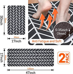 UNIWELL Anti Fatigue Kitchen Mats, 2 Piece Kitchen Rug Set, Waterproof and Anti-Slip PVC Floor Mats for Kitchen, Office, Laundry, Yoga Room