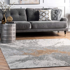 Cyn Abstract Silver Grey Tan Soft Area Rug