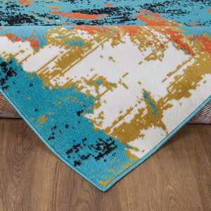 Pastel Collection Contemporary Area Rug Multicolor Blue