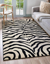 Wildlife Collection Zebra Animal Print Cream Area Rug