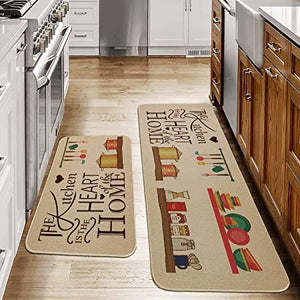 ZKZNsmart Kitchen Mats Set of 2 Non-Slip Washable Kitchen Floor Rugs with Rubber Backing Holiday Party-Profile Doormat for Home Kitchen
