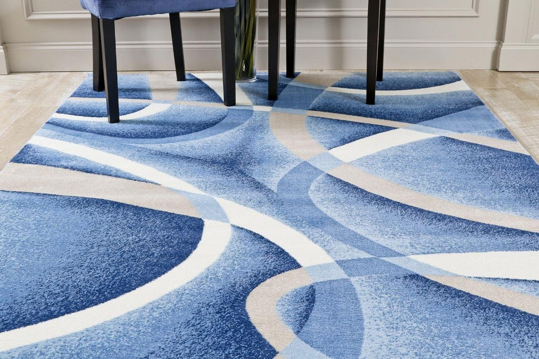 Abstract Swirls Blue Soft Area Rugs