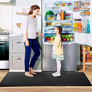 HappyTrends Kitchen Floor Mat Cushioned Anti-Fatigue Kitchen Rug,17.3"x28",Thick Waterproof Non-Slip Kitchen Mats and Rugs Heavy Duty Ergonomic Comfort Rug for Kitchen,Floor,Office,Sink,Laundry,Black