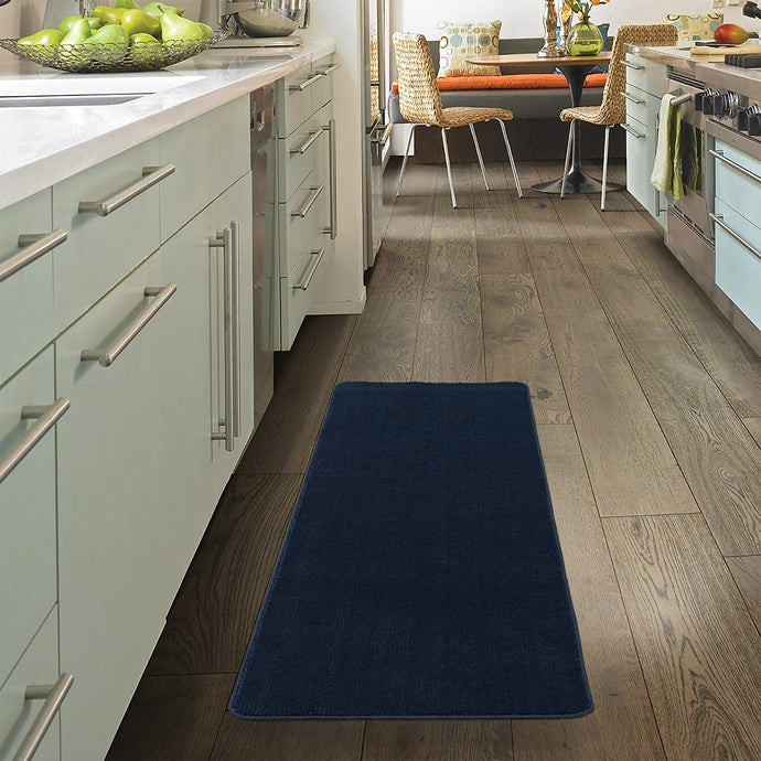 Softy Solid Non-Slip Kitchen/Bath Rug Navy