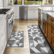 DEXI Kitchen Rugs and Mats Non-Slip Absorbent Mats for Kitchen Floor, Entryway, Hallway and Dining Room, Machine Washable Kitchen Rugs Set, 20"x32"+20"x47", Grey