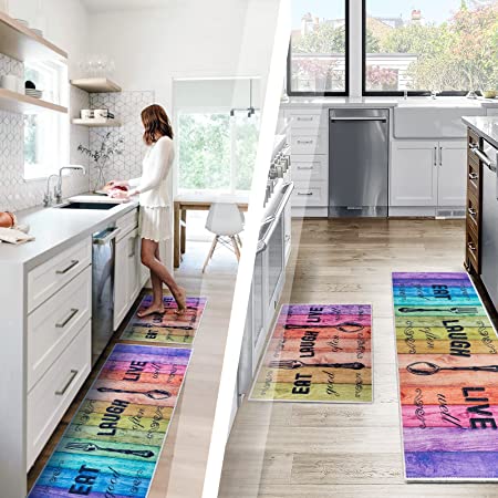 Non Slip Kitchen Floor Mat Spice Print Dining Room Area Rug Carpet  Rectangle
