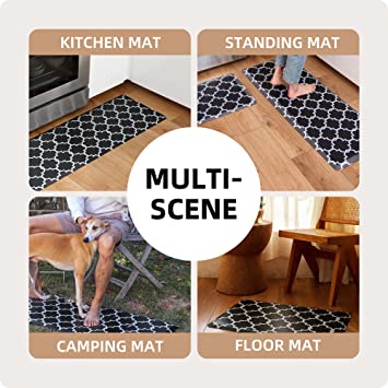  KOKHUB Kitchen Mat and Rugs 2 PCS, Cushioned 1/2 Inch Thick  Anti Fatigue Waterproof Comfort Standing Desk/ Kitchen Floor Mat with  Non-Skid & Washable for Home, Office, Sink - Grey 