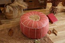 Boho Handmade Faux PU Leather Moroccan Pouf Footstool Ottoman Leather Poufs Unstuffed