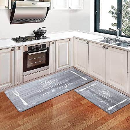 Kitsure Kitchen Mats 2PCS Waterproof Non-Slip Rugs Anti-Fatigue Kitchen  Floor