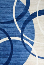 Modern Abstract Circles Blue Ivory Soft Area Rug