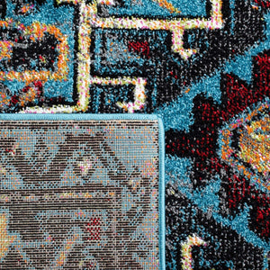 Oriental Persian Area Rug,  Square Light Blue/Black