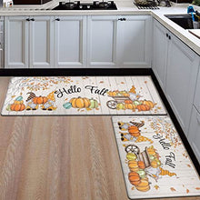 U'Artlines 2Piece Anti Fatigue Kitchen Mat Seasonal Fall Holiday Party Vintage Kitchen Rug Runner Set for Home Office Non Slip Waterproof Heavy Duty Comfort Standing Mats(Thankful)