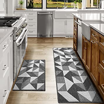 DEXI Kitchen Rugs and Mats Non-Slip Absorbent Mats for Kitchen Floor, Entryway, Hallway and Dining Room, Machine Washable Kitchen Rugs Set, 20