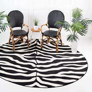 Zebra Animal Print Black Area Rug