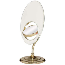 Oval Tri-Optics Brass 8x/3X/1X Magnified Vanity Mirror