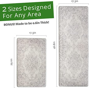 Stratus Home 2 Piece Anti Fatigue Mat. Persian Rug Pattern. Heavy Duty PVC. 0.6" (15 mm) Thick. Non Slip Water Proof Kitchen Rug. Home Decor Cushioned Mats. Home Essentials. 17"x29" + 17"x47"