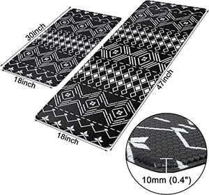 HiiARug Anti Fatigue Kitchen Mats Set of 2, 18" x30''+18"x47", Kitchen Floor Mat Cushioned Durable Kitchen Rugs and Mats Non Skid Washable Standing Mat for Kitchen & Laundry Room(MX Black)