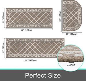 HEBE Kitchen Rug Sets 3 Piece with Runner Non Slip Kitchen Rugs and Mats Absorbent Kitchen Mats Set for Floor Washable Runner Rugs for Entryway Hallway Kitchen Laundry Room