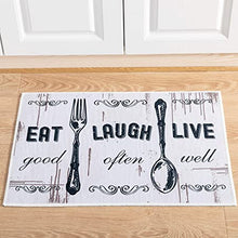 Carvapet 2 Pieces Kitchen Rug Set Non-Slip Backing Mat Throw Rug for Kitchen Doormat Runner Rug Set, Motto Design, Blackish/Dark Grey (17"x48"+17"x24")