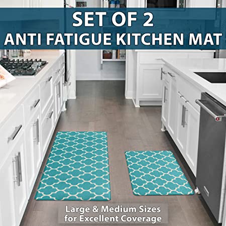 KitchenLit Kitchen Mat (2 PCS), Cushioned Anti Fatigue Kitchen Rug