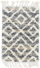 Lattice Tassel Gray Ivory Beige Plush Shag Area Rugs