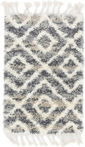 Lattice Tassel Gray Ivory Beige Plush Shag Area Rugs