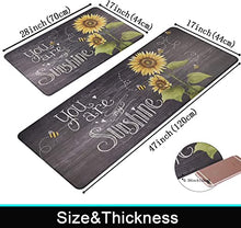 2 Piece Cushioned Kitchen Rugs and Mats Sunflower Spring Anti Fatigue