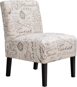Armless Accent Chair Letter Print Fabric Living Room Chairs Contemporary Single