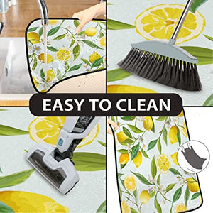 Kitchen Mat Lemon Tree Kitchen Floor Mat Cushioned Anti-Fatigue Kitchen Rug Lemon Flower Non-Slip Kitchen Rugs and Mats Comfort Mat for Kitchen, Floor Home, Office, Sink, Laundry