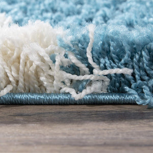 Turquoise Blue White Soft Shag Area Rugs