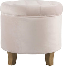 Pop by Kinfine Fabric Upholstered Round Storage Ottoman - Velvet Button Tufted Ottoman with Removable Lid, Burgundy