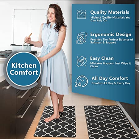 Kitchen Mat, 2 PCS Kitchen Rugs, Cushioned Kitchen Mats for Floor