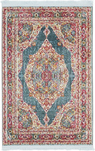 Vintage Traditional Turquoise Red Violet Area Rugs