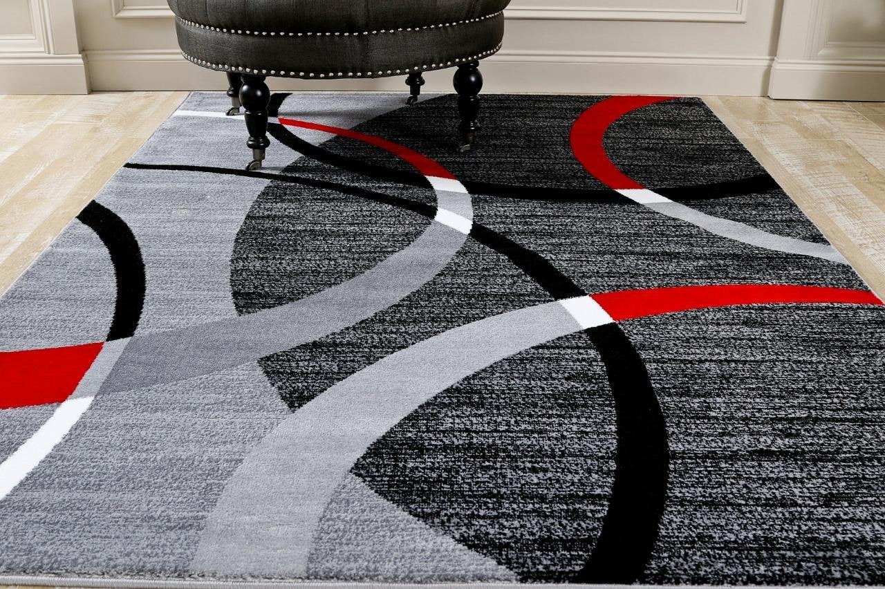 Modern Thick Soft Quality Silver Dark Grey Red Floor Mat Rugs Long Hall  Runners