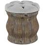 Newl Light Gray Tufted Round Wood Ottoman with Storage