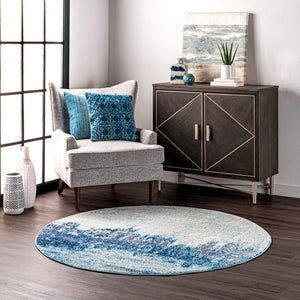 Contemporary Abstract Blue Soft Area Rug