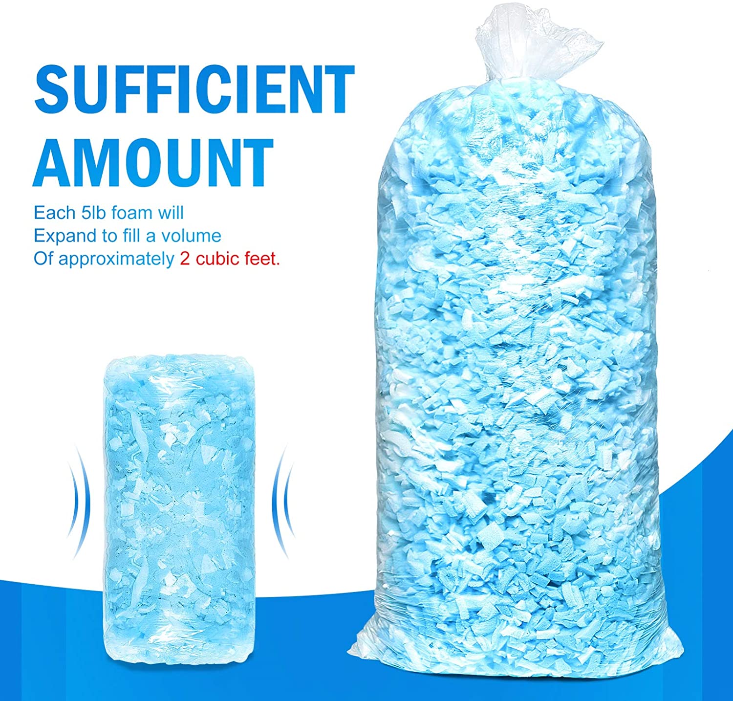 Shredded Memory Foam Fill Replacement for Bean Bags Chairs Pillows Dog Beds