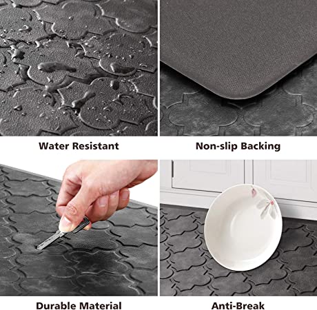 Kitchen Mat Cushioned Anti Fatigue Rug 17.3x28 Waterproof, Non Slip,  Standing And Comfort Desk/floor Mats For House Sink Office (black)