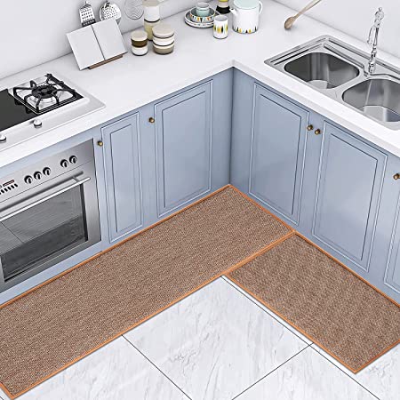 Twill Kitchen Mat Kitchen Rugs Set of 2 Kitchen Rugs and Mats Non Skid  Washable Kitchen Floor Rugs for in Front of Sink Heavy Duty Standing Mat