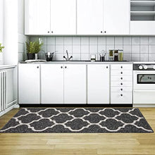 Premium Durable Kitchen Rug Mat, 20"x59" Non-Slip Absorbent Mat for Kitchen Floor, Entryway, Hallway and Dining Room, Machine Washable Carpet, Black Trellis
